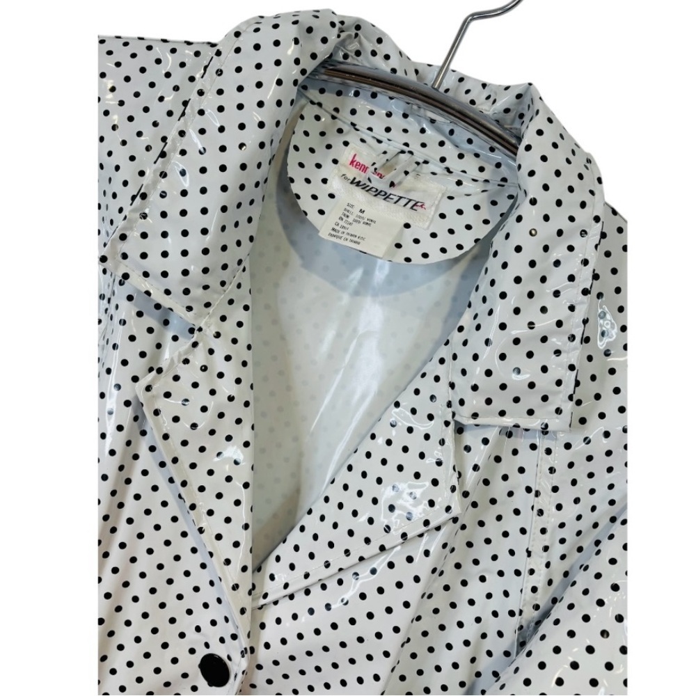 VINTAGE Kenn Sporn for Wippette Black and White Polka Dot Rain Coat Size Medium - Picture 4 of 9